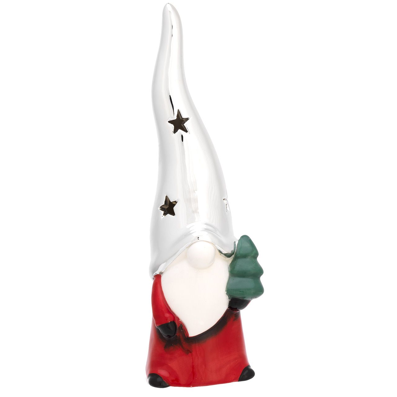 BABBO NATALE DIFFUSORE H. 19 CON ALBERO E CAPPELLO ARGENTO